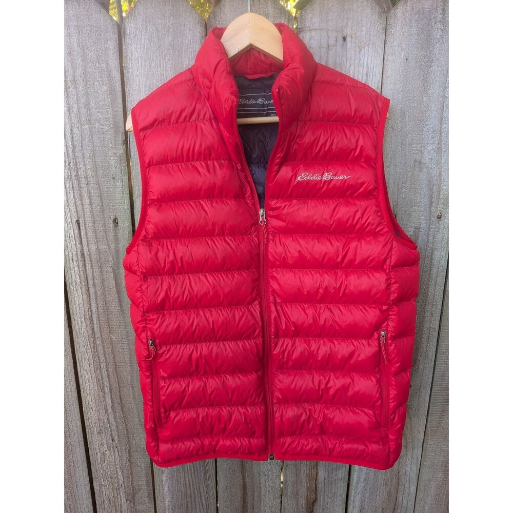 Eddie Bauer 650 Down Puffer Vest Mens Medium Red EB650 Packable Lightweight